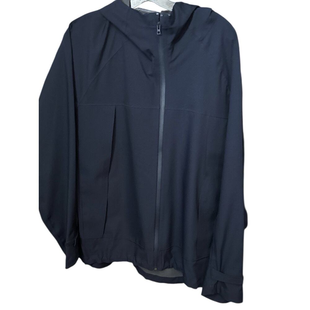 Uniqlo Rain Coat Mens Small Dark Blue Hooded Water Resistant Full Zip